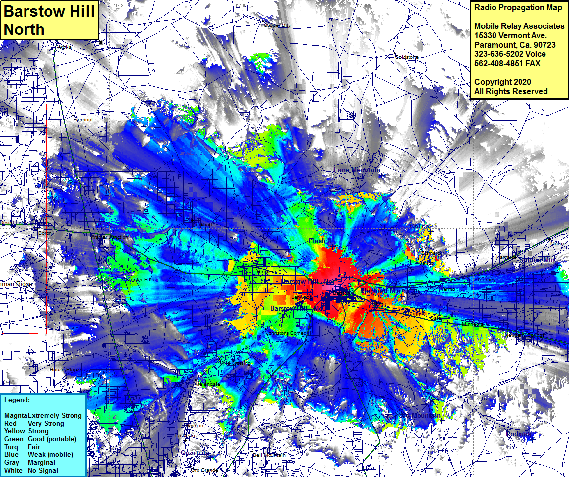 heat map radio coverage Barstow Hill North